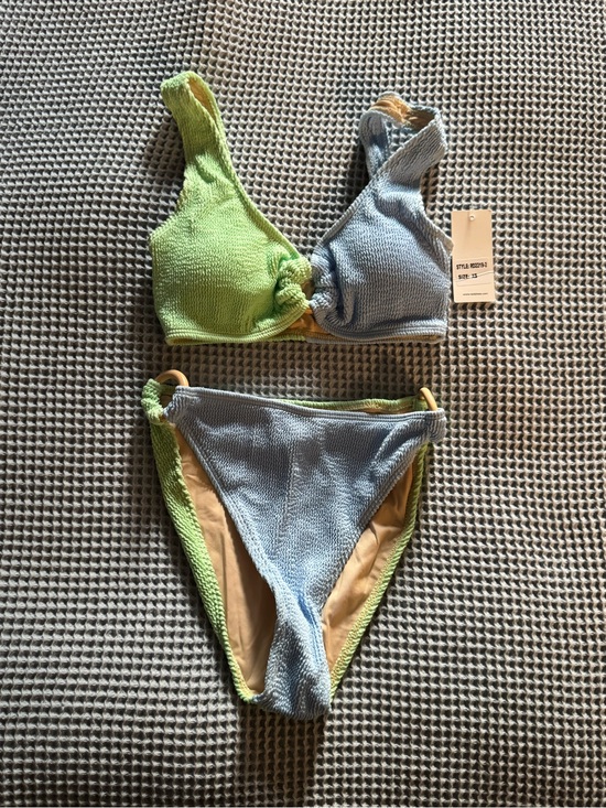 Trina Turk Other - Trina Turk Light Blue & Lime Green Textured Bikini Set